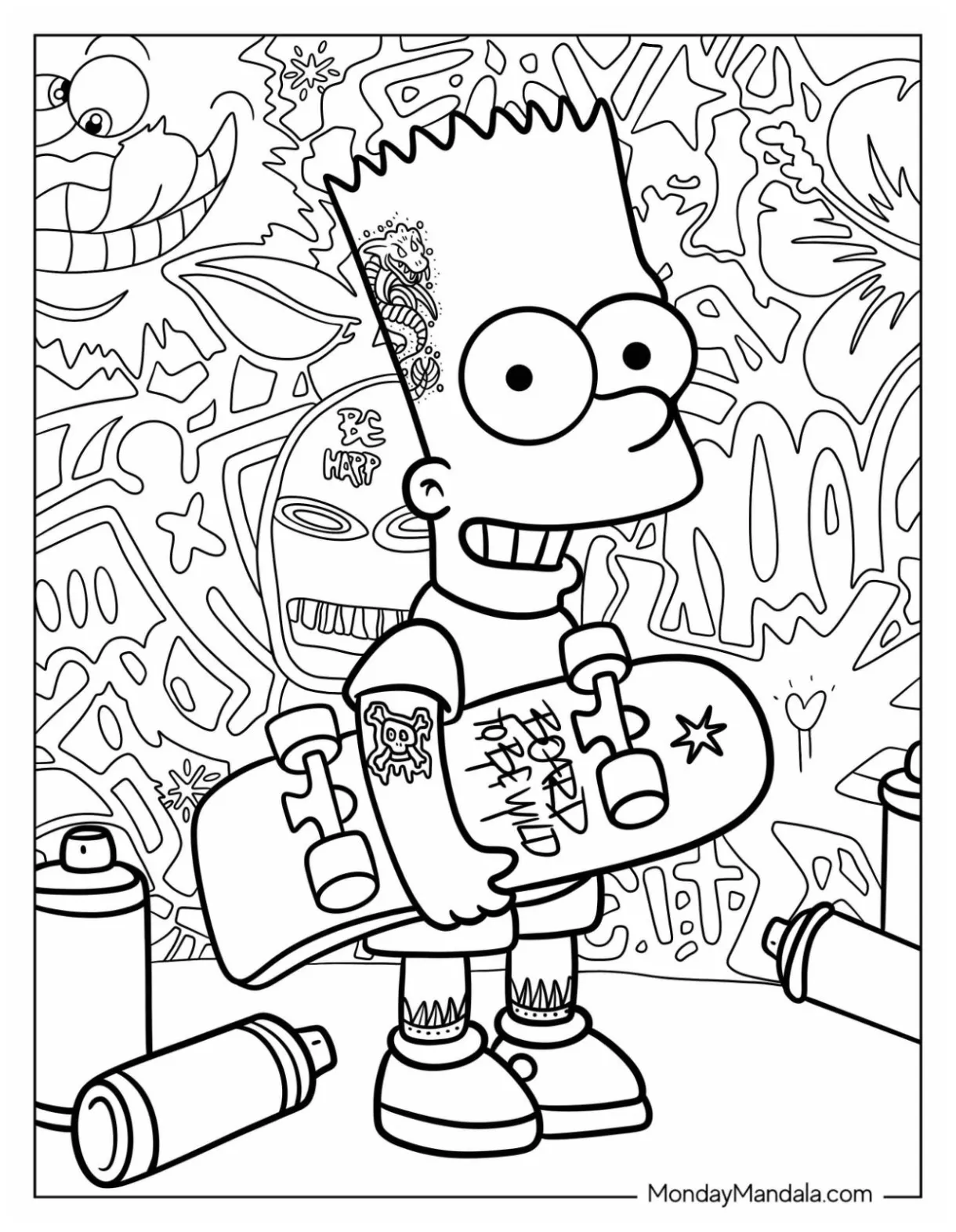 Cool supreme bart simpson coloring pages coloring pages