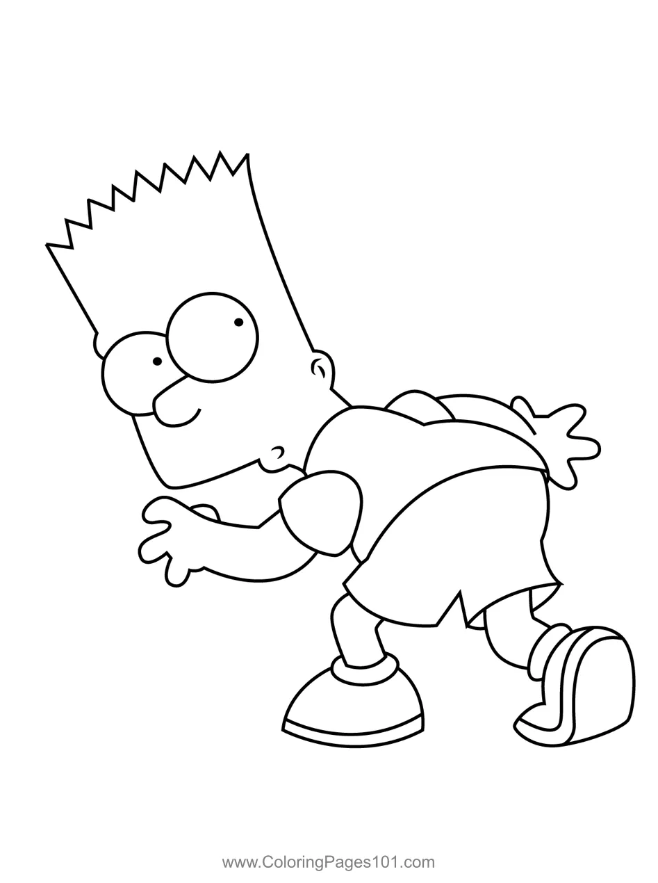 Bart simpson walking coloring page for kids free the simpsons