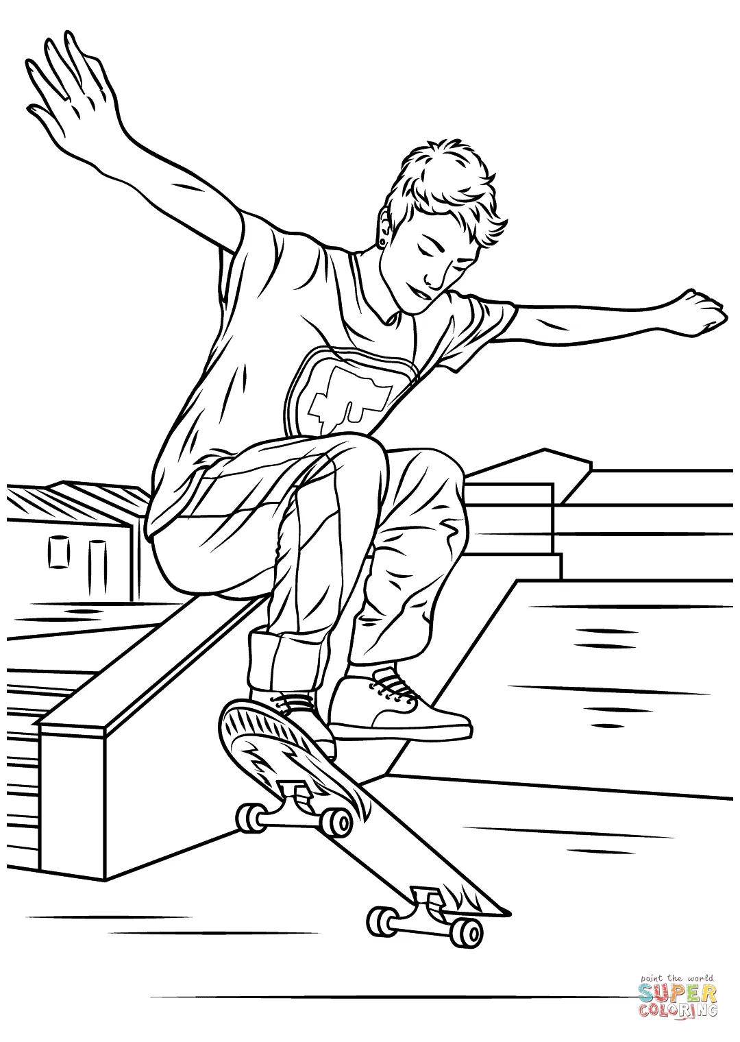 Skateboarding trick coloring page free printable coloring pages