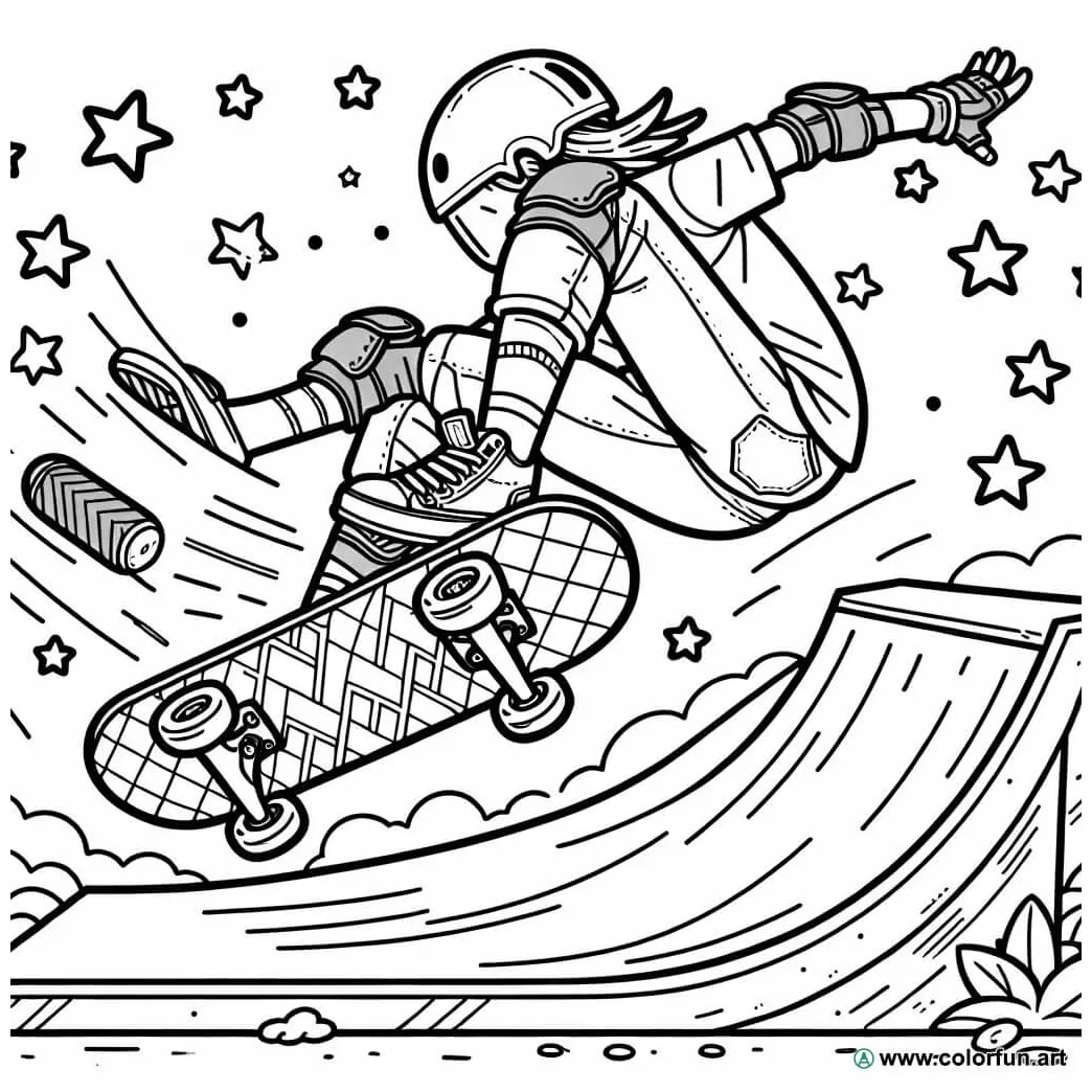 Extreme skateboarding coloring page download or print for free