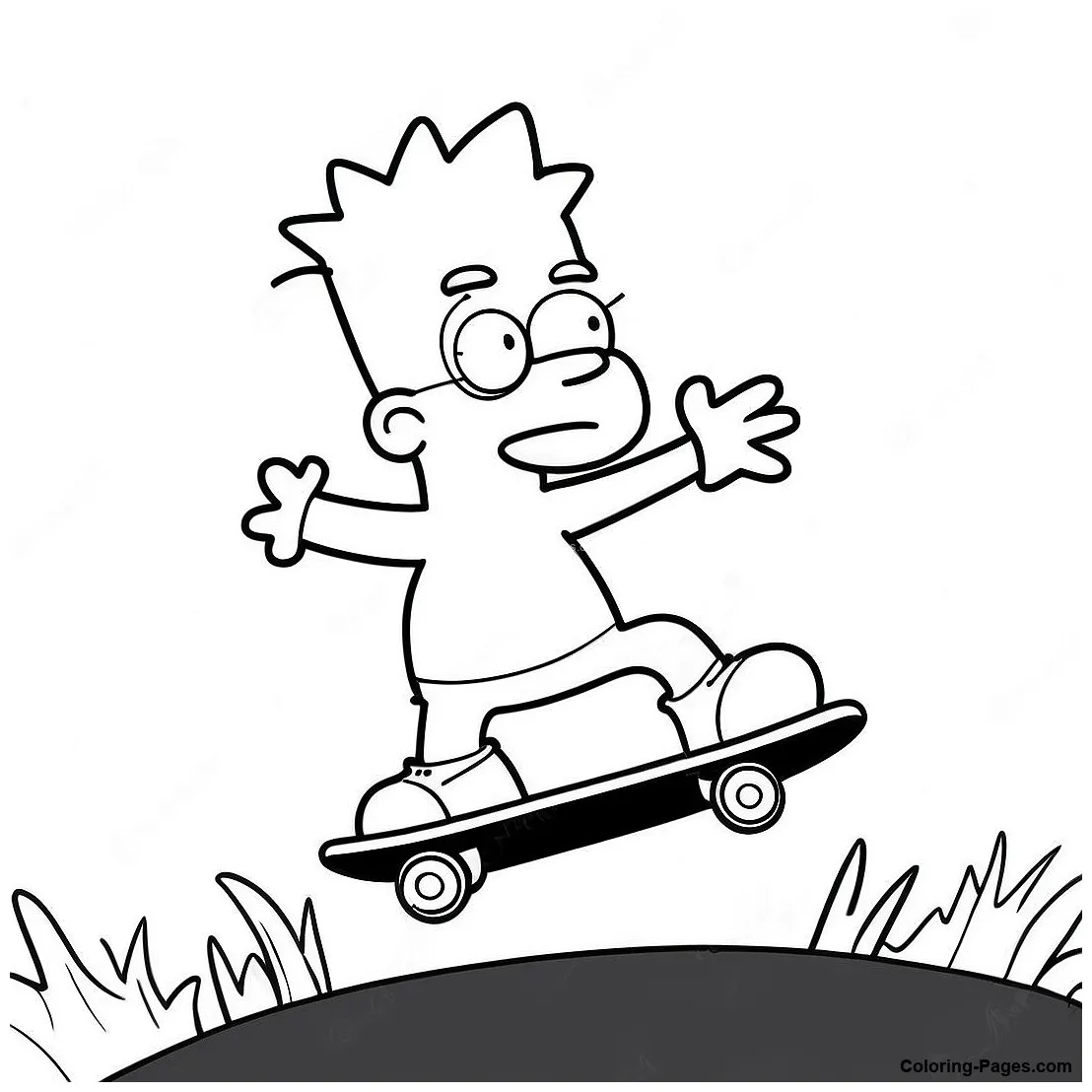 Groovy bart simpson skateboarding coloring page coloring-pages printable coloring page