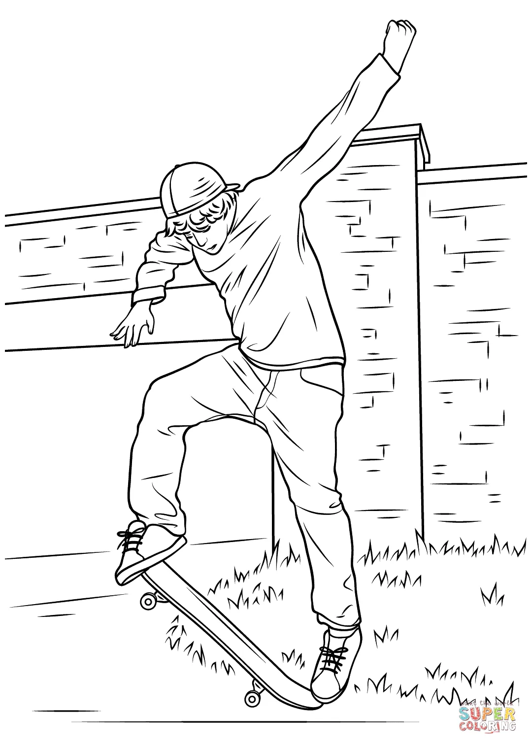 Street skateboarding coloring page free printable coloring pages