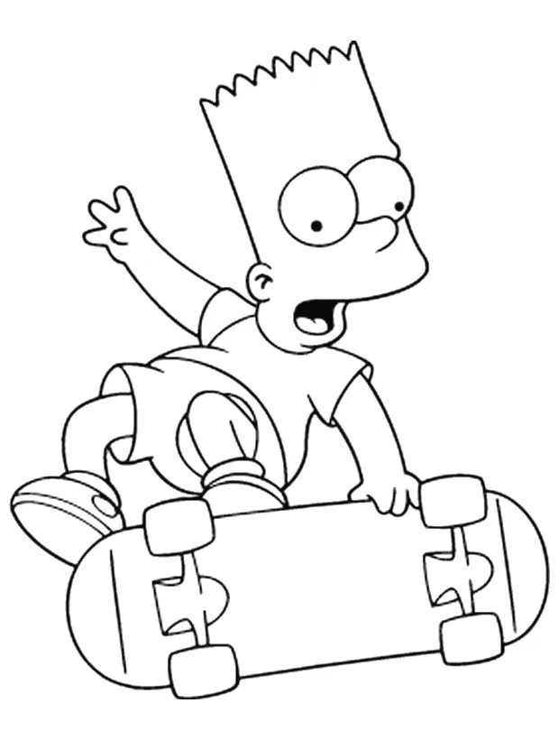 Bart skateboarding 2 coloring page