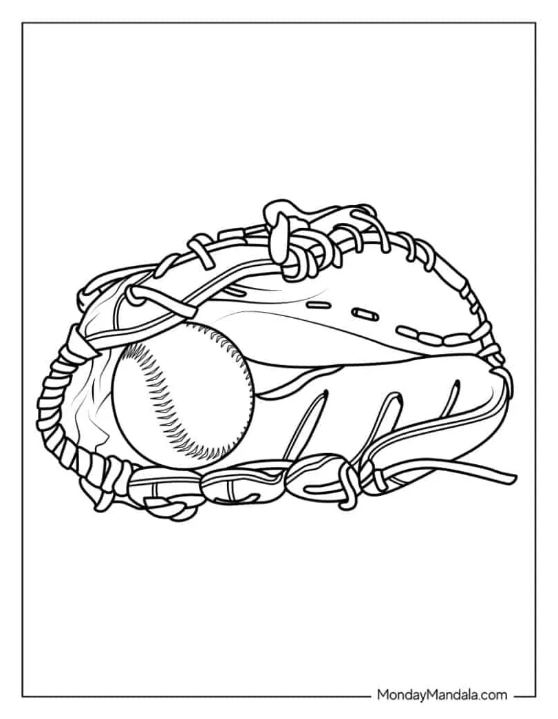 Printable baseball glove coloring pages [2025] printable coloring page