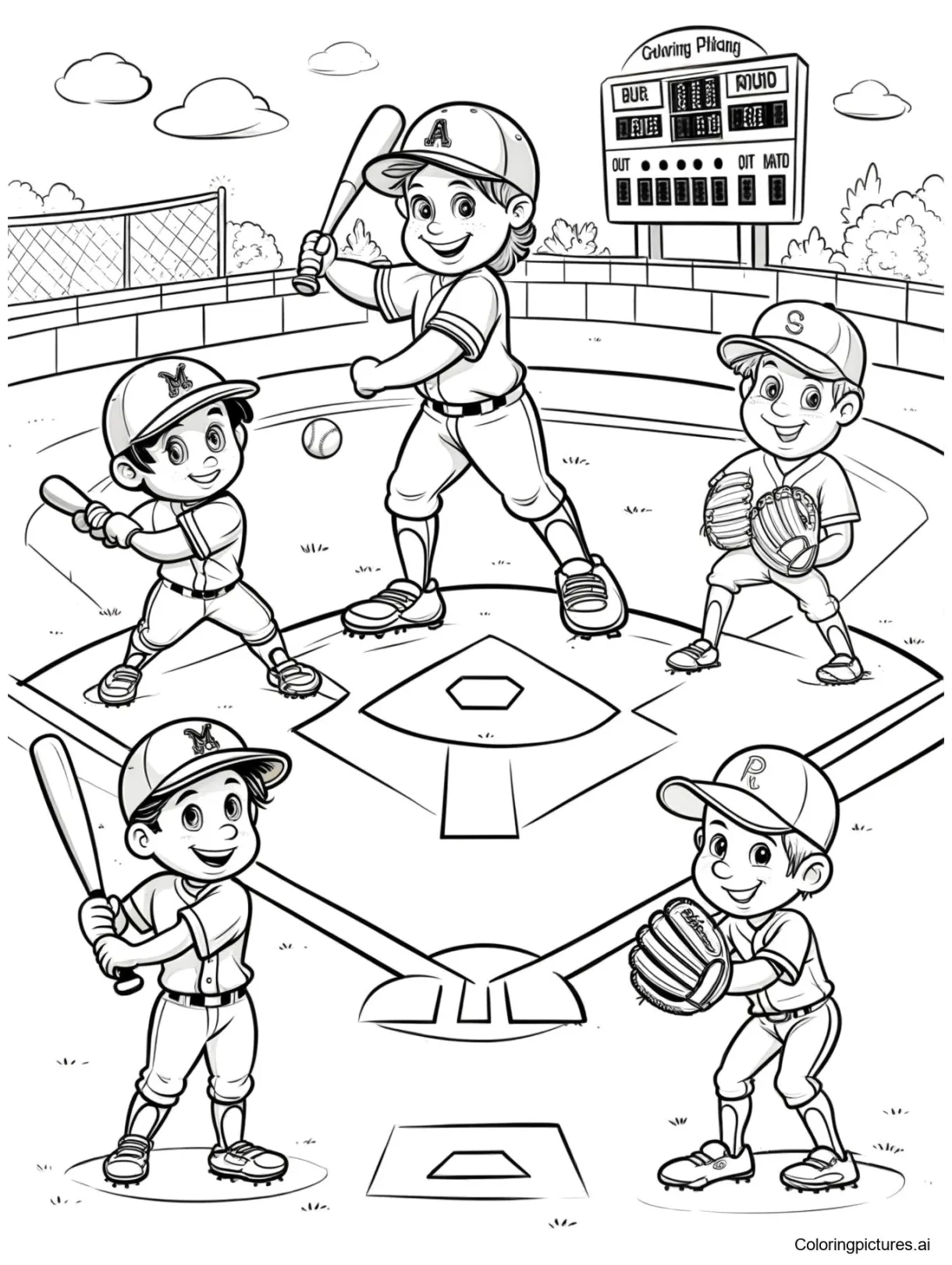 Baseball free printable coloring page