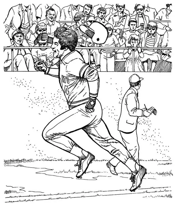Running to first baseball coloring page purple kitty