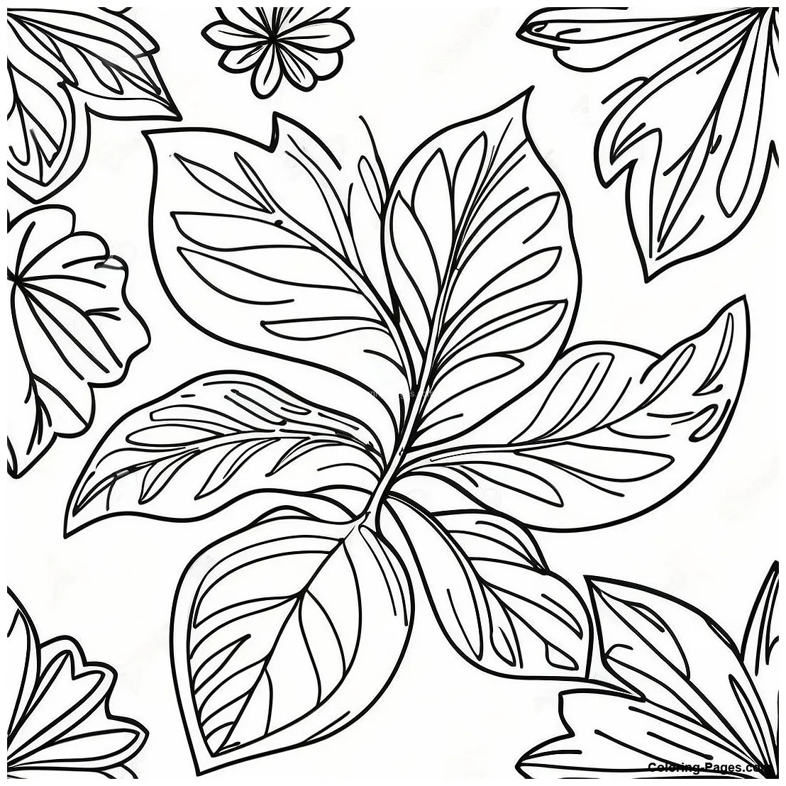 Detailed Basil Leaves Coloring Page | Coloring-Pages.com