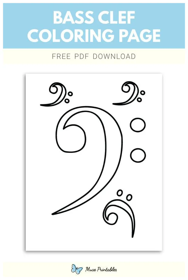 Free coloring pages, bass clef notes