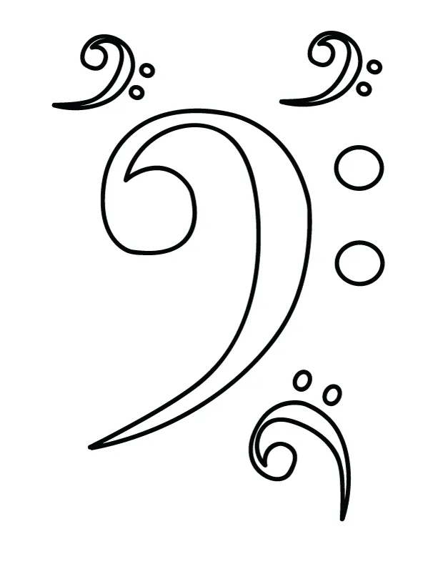 Printable Bass Clef Coloring Page