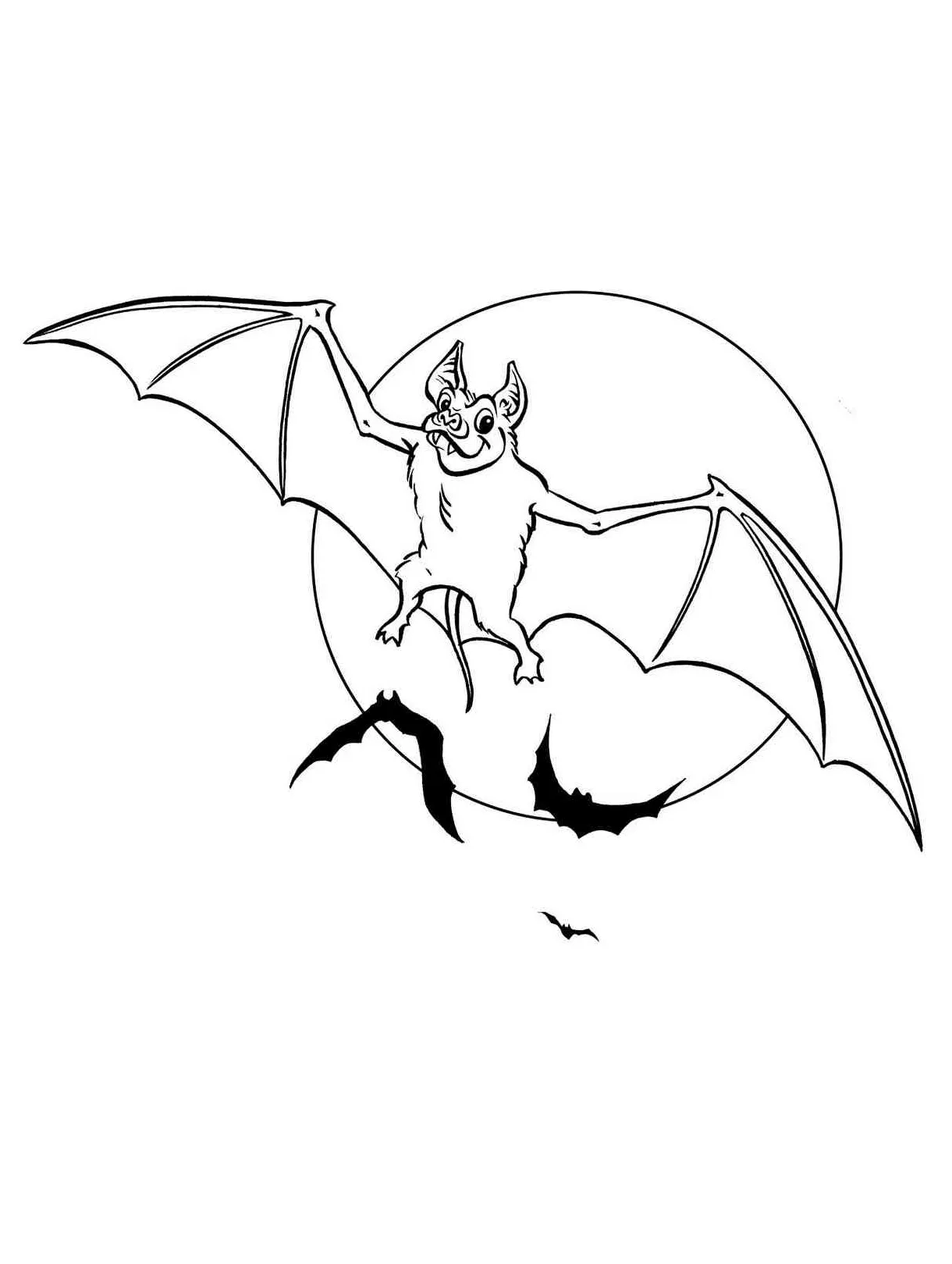 Bat and moon coloring page