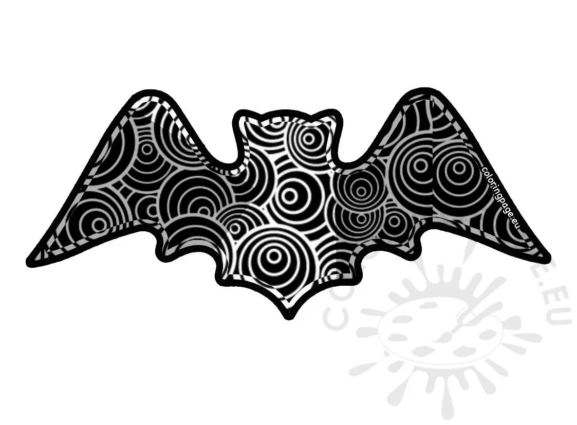 Stylized flying bat coloring page