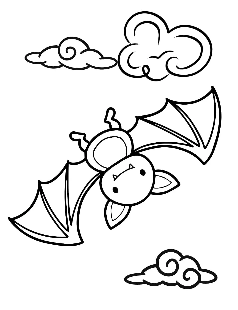 Flying cute bat coloring page download, print or color online for free