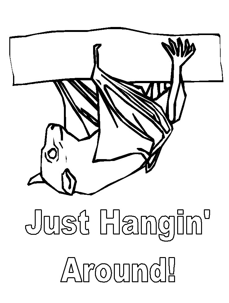 Hanging bat coloring pages & coloring book