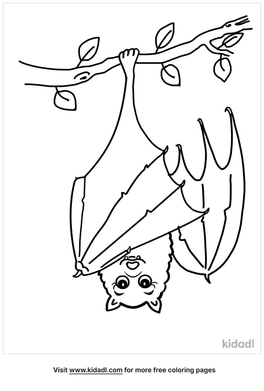 Bat hanging upside down coloring page