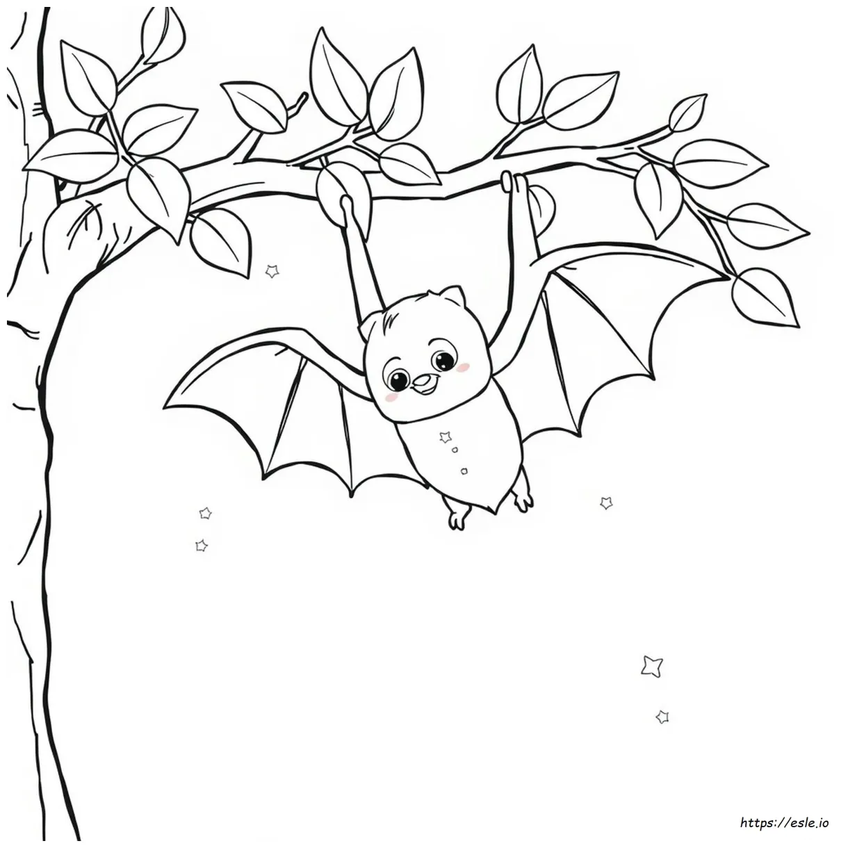 B for bat coloring page