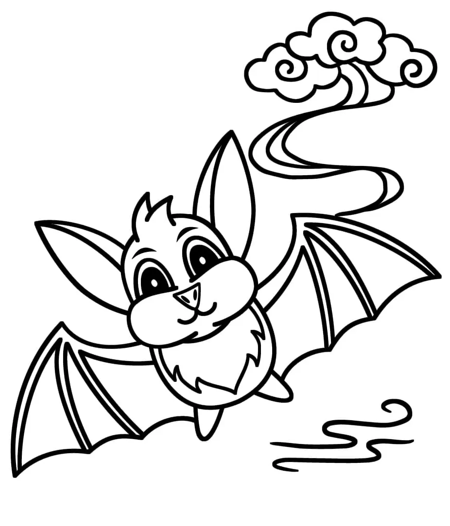Happy bat coloring page download, print or color online for free
