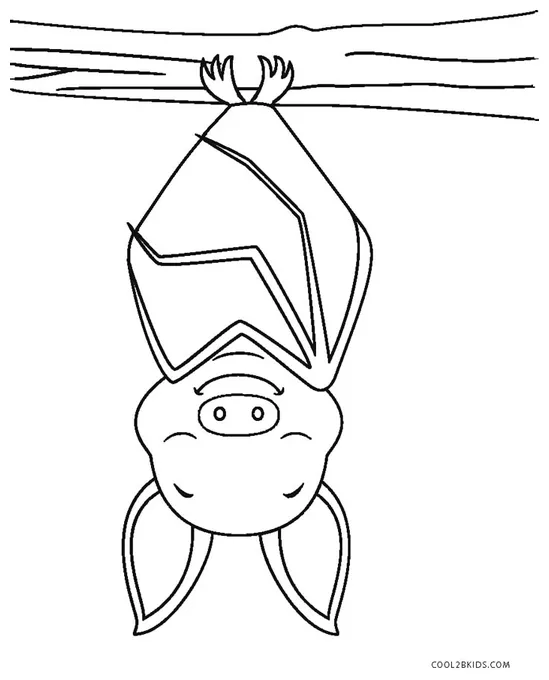 Bat hanging upside down coloring page