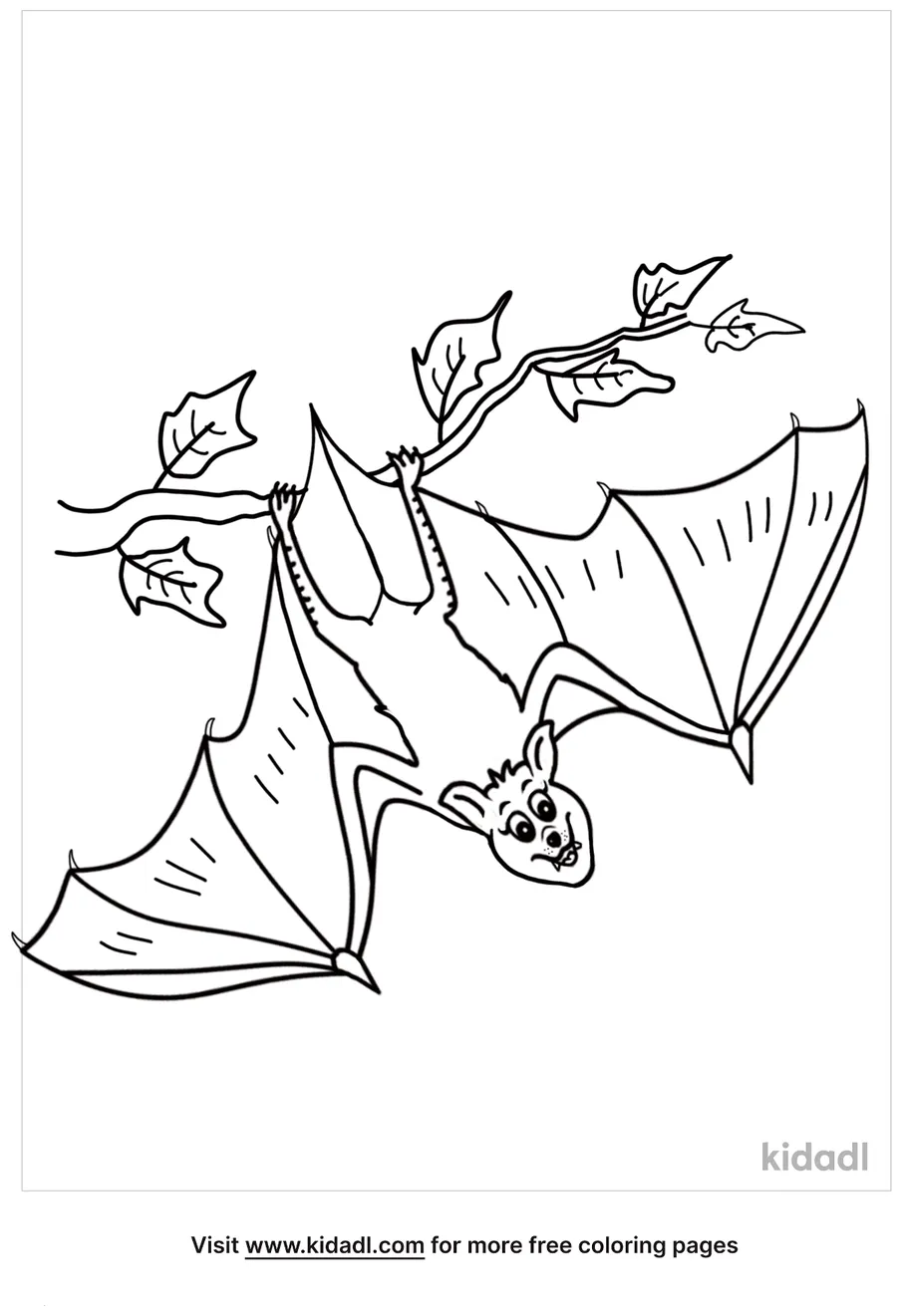 Bat hanging upside down coloring page