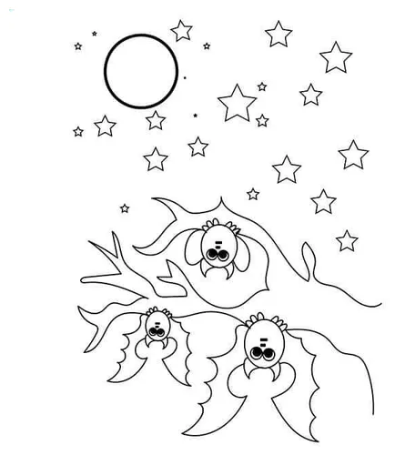 Bat hanging upside down coloring page