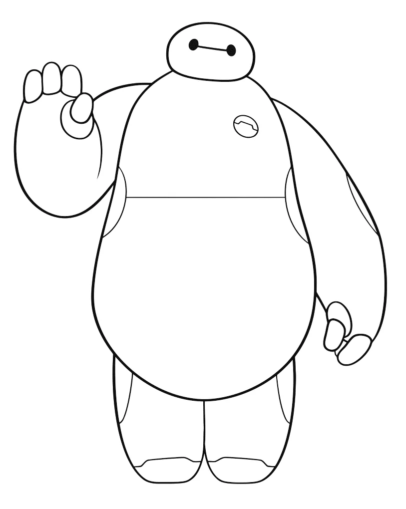 Baymax say hi coloring page free printable coloring pages for kids