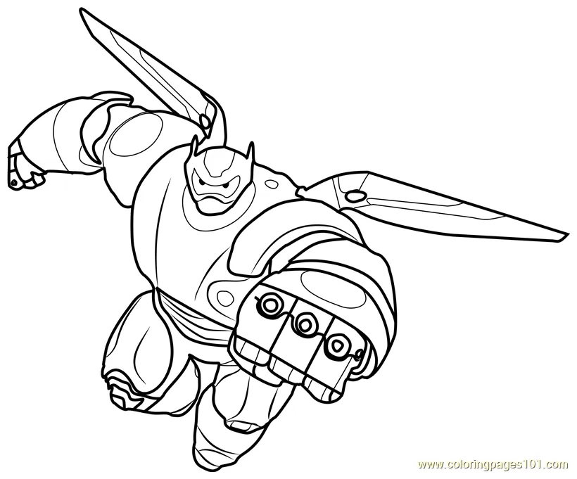 Baymax inflight coloring page for kids free big hero 6 printable