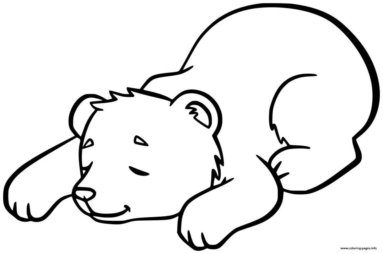 Little bear sleeping coloring page printable