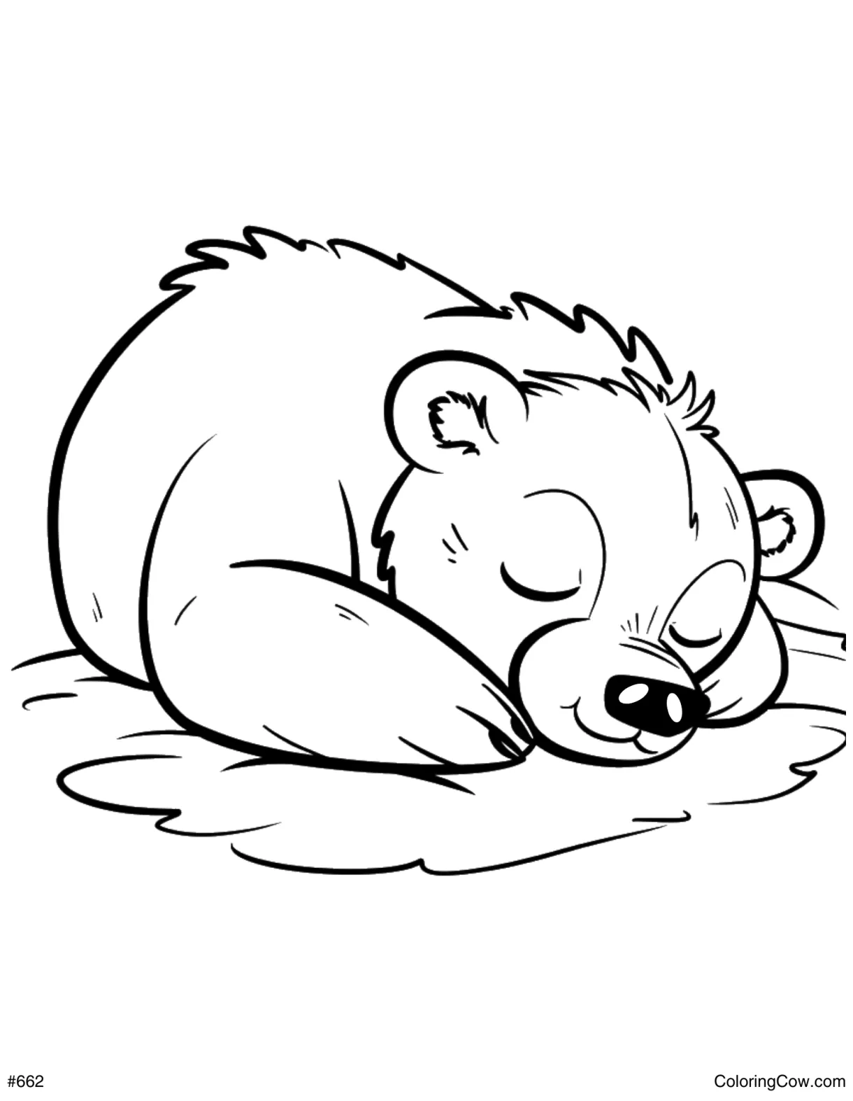 Sleeping bear coloring page