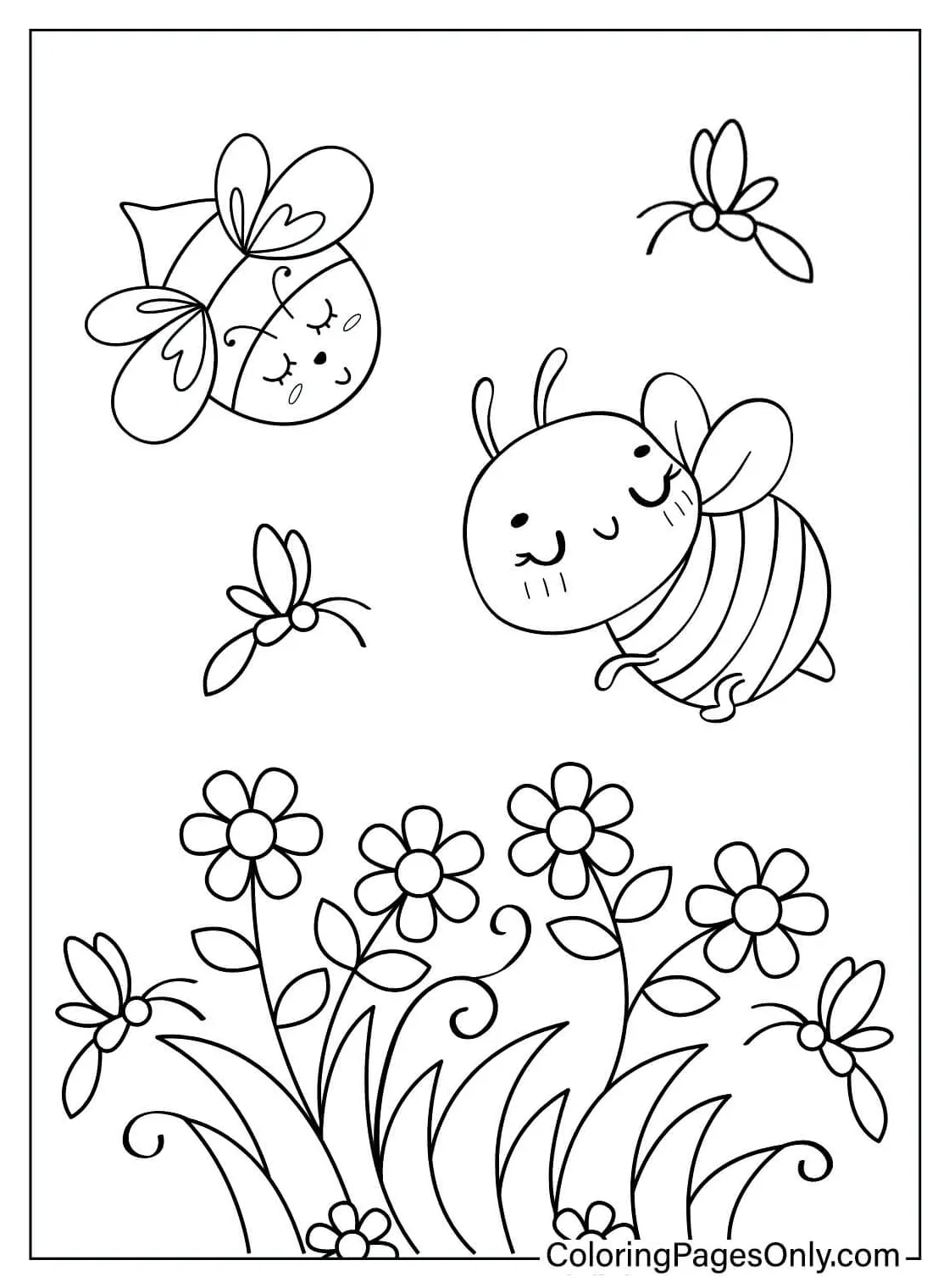 Bee coloring sheet free printable coloring pages