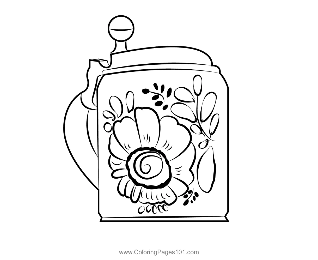 Ceramic Beer Mug Coloring Page for Kids - Free Drinks Printable