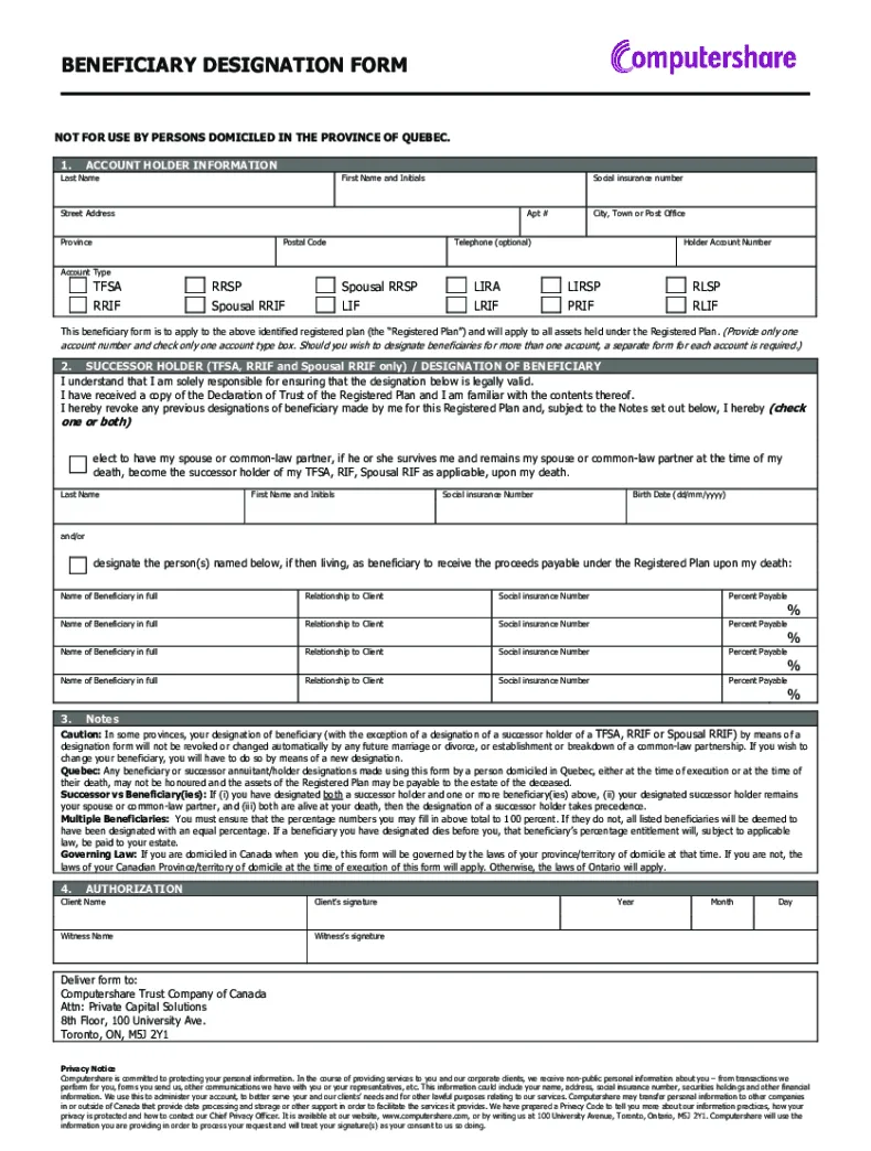 Computershare beneficiary form fill out & sign online dochub