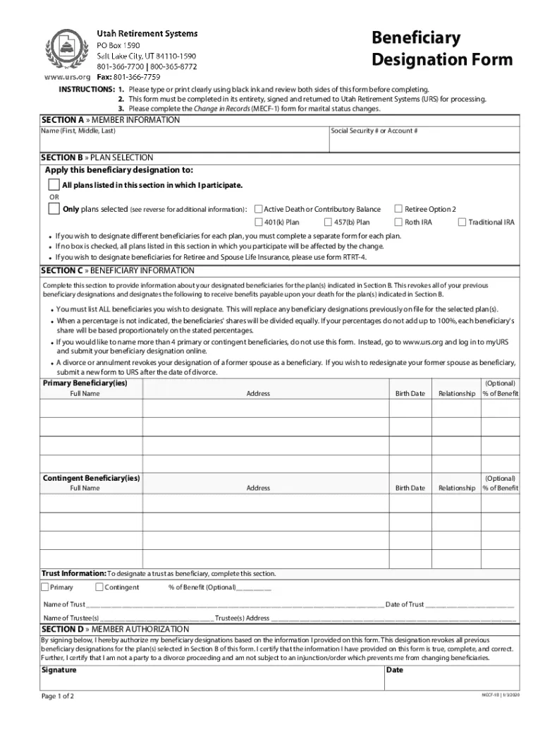 Standard form 3102 designation of beneficiary fill out & sign online
