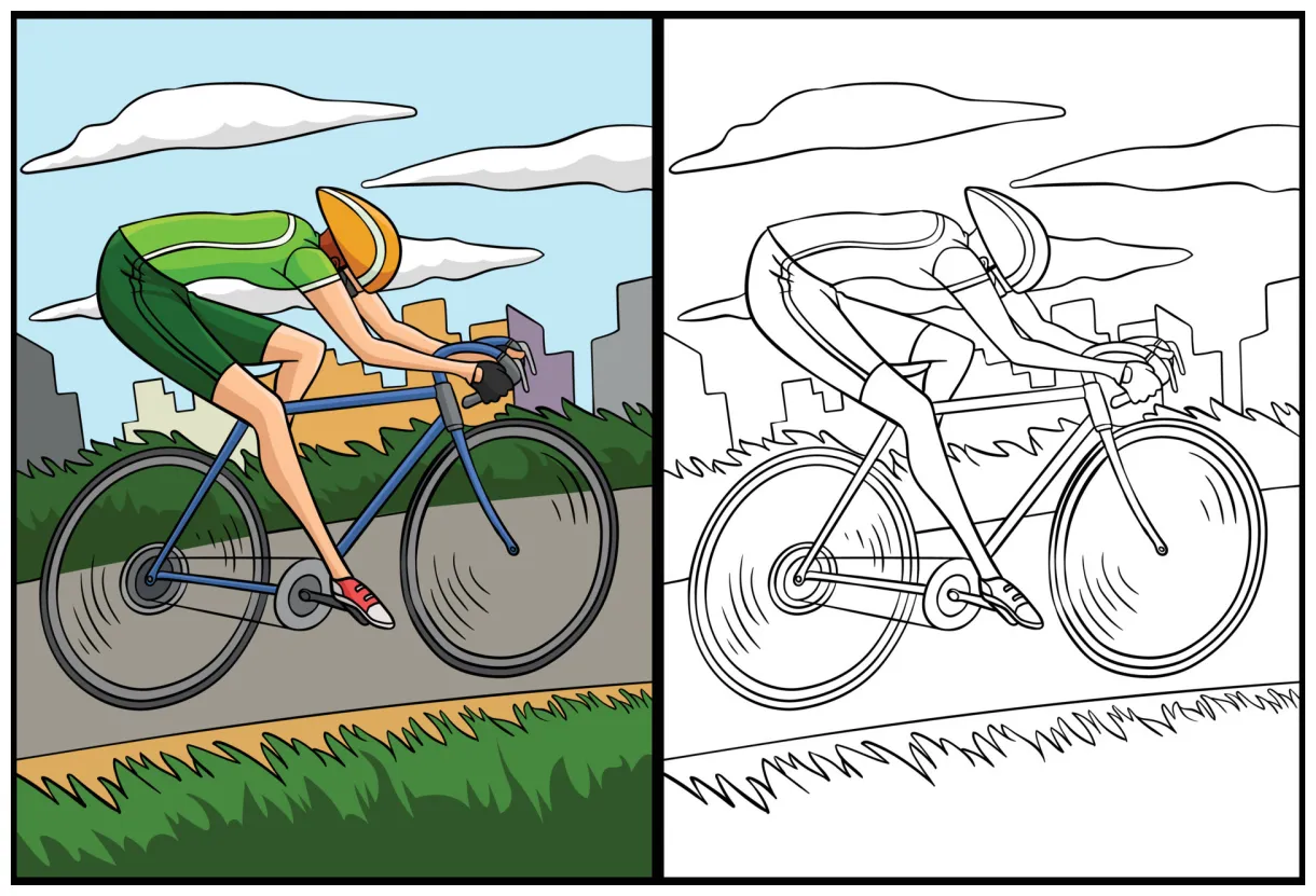 Road bicycle racing coloring page illustration 16920886 vector art at