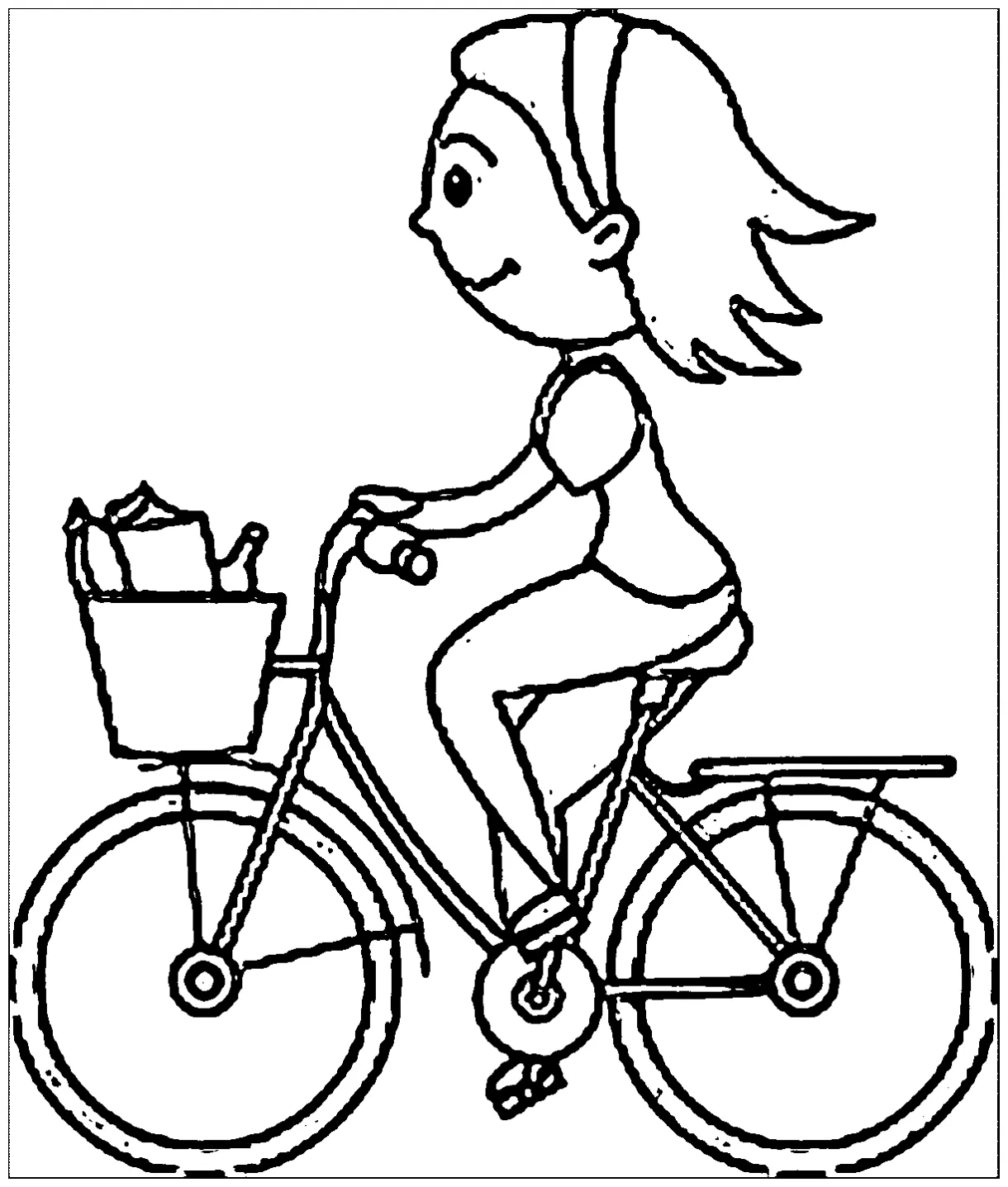 Riding bicycle with full basket coloring pages coloring cool