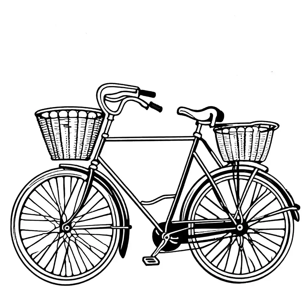 Classic bicycle coloring page with basket lulu pages printable coloring page