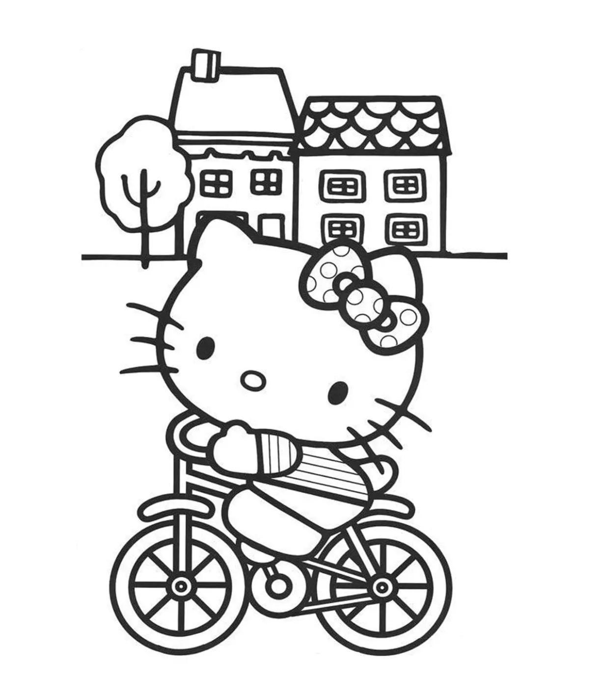 Girl Riding Pink Bicycle With Basket Coloring Pages - Coloring Cool