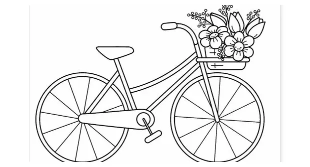Bike with basket coloring page & coloring book
