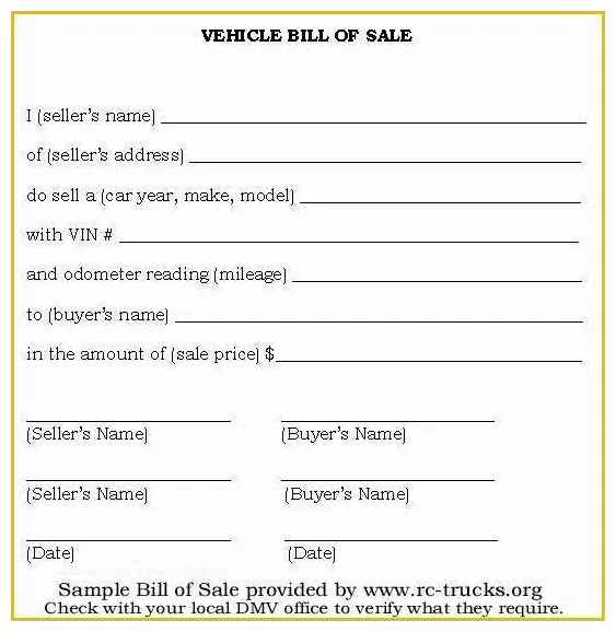 Free Vehicle Bill Of Sale Template Pdf Of 6 Bill Sale Templates Excel
