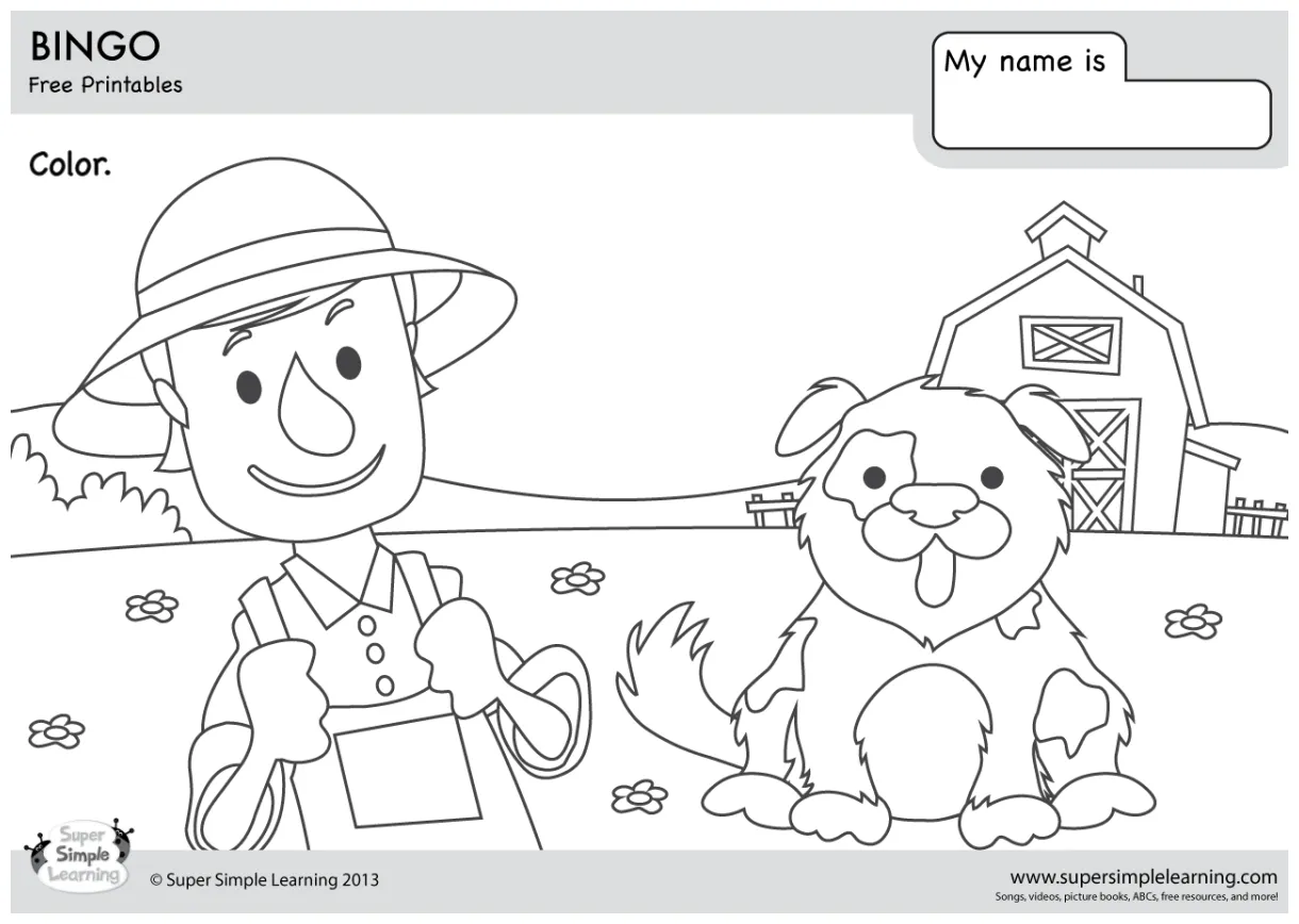 Bingo coloring pages super simple