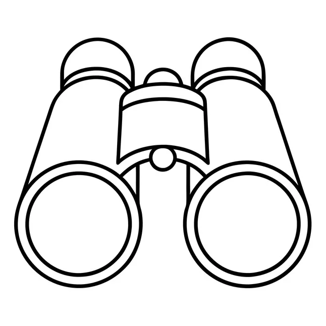 Binocular outline coloring book page line art illustration digital