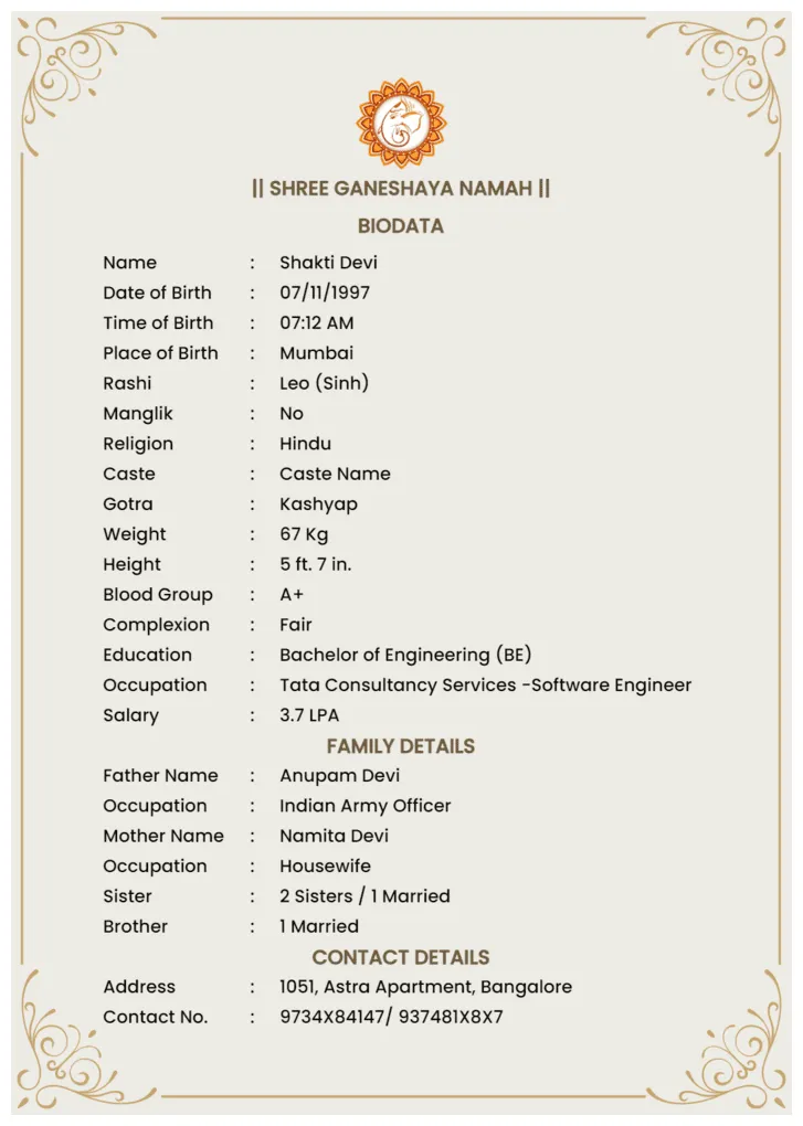Hindu marriage biodata format download marriage biodata