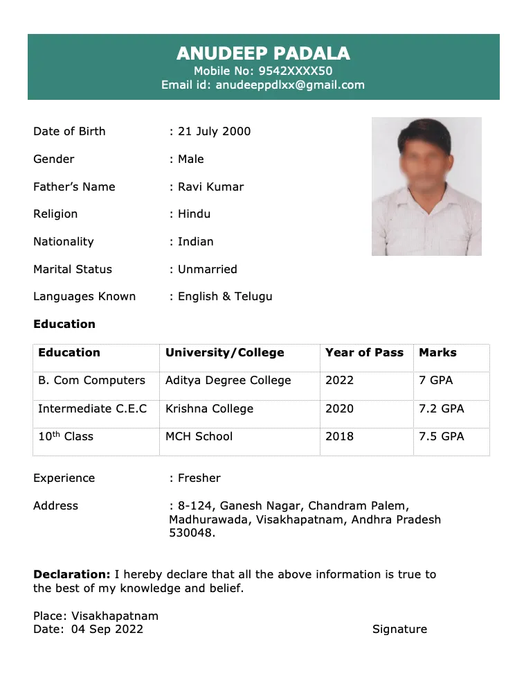 Top 3 job biodata formats in ms word download for free