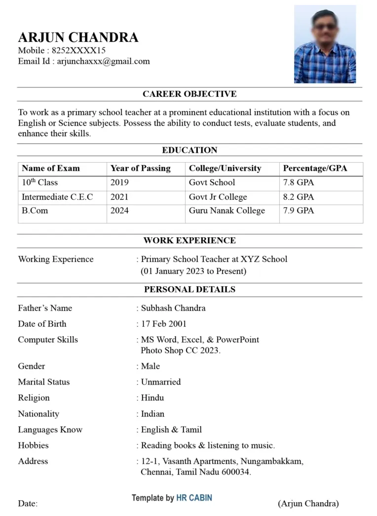 35 simple job bio data formats pdf word sample biodata