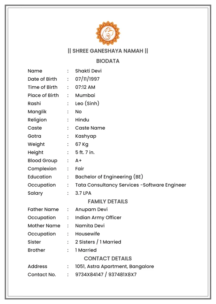Hindu marriage biodata format download marriage biodata