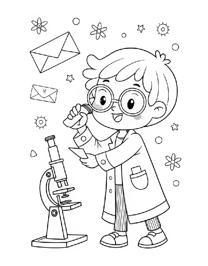 Biologist for kids fun and educational coloring page