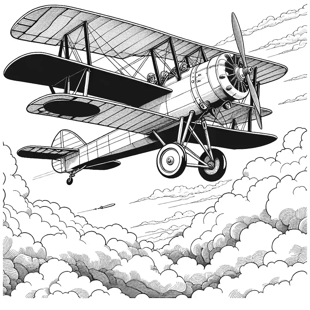 Vintage biplane coloring page Lulu Pages