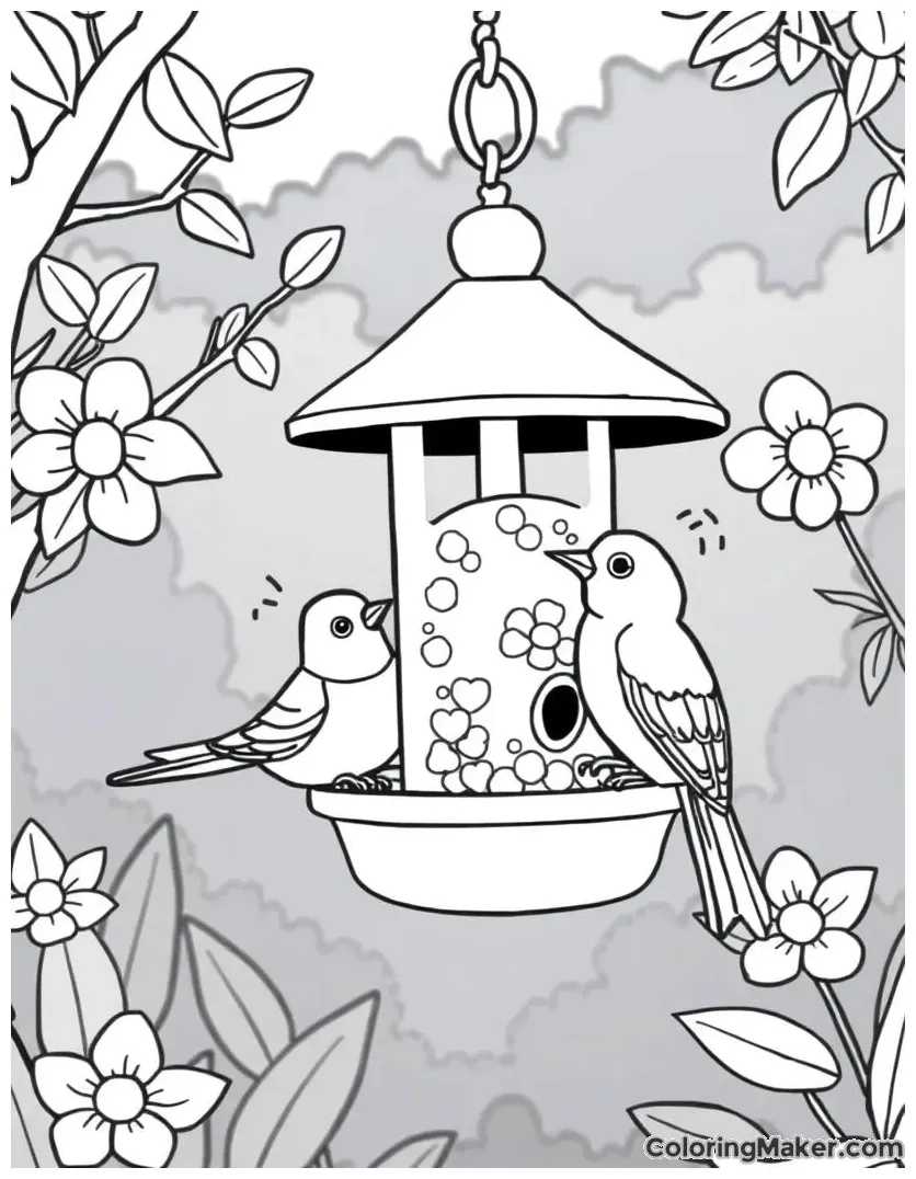 Bird feeder coloring pages, 5 free printables coloringmaker