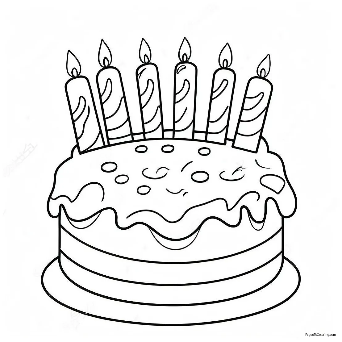 Birt ay cake with colorful candles coloring page 20353-16539