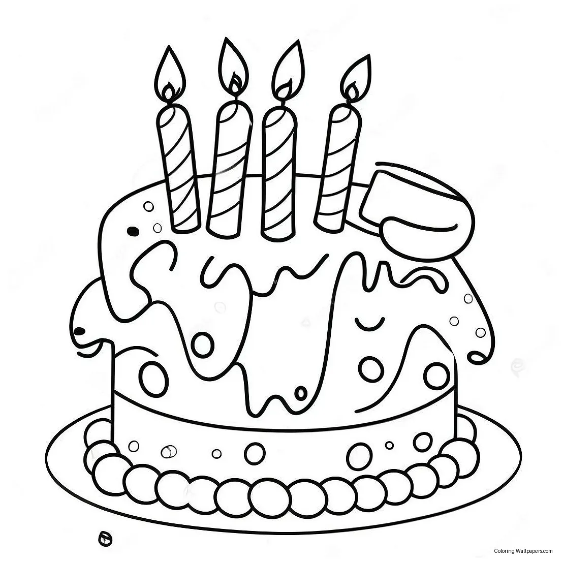 Birt ay cake with colorful candles coloring page 20352-16093