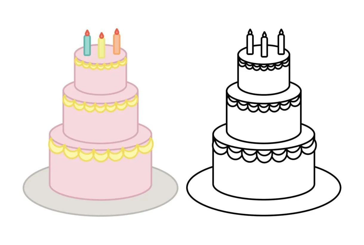 Coloring birt ay cake with candles decorated flat 17550646 vector art