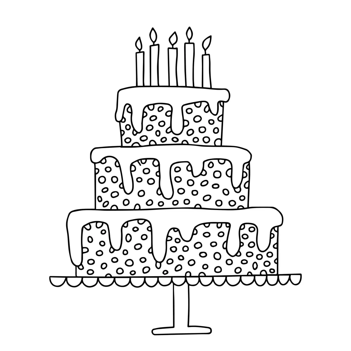 Happy birt ay coloring page. coloring page with doodle birt ay cake printable coloring page